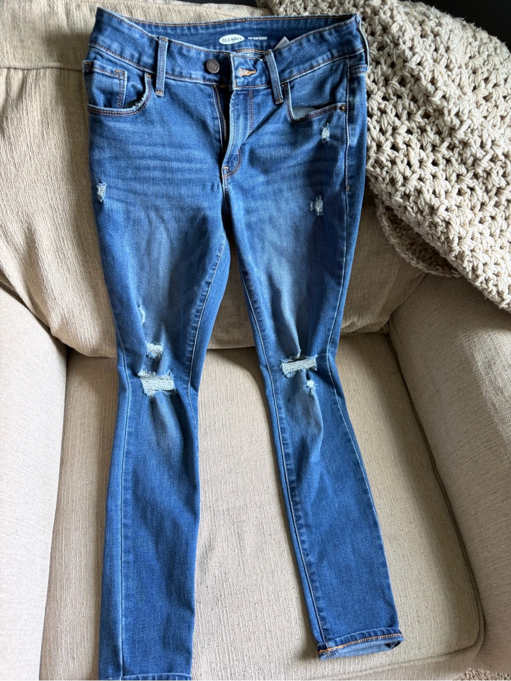 Old Navy Blue Ripped Skinny Jeans